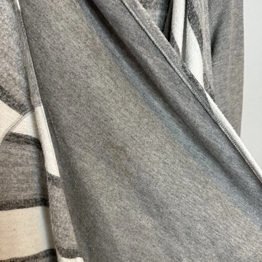 Anthropologie Saturday Sunday Cardigan Medium Gray Grey Fringe Striped - Picture 7 of 7